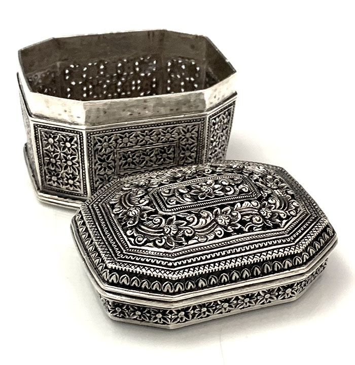 Burmese antique silver box